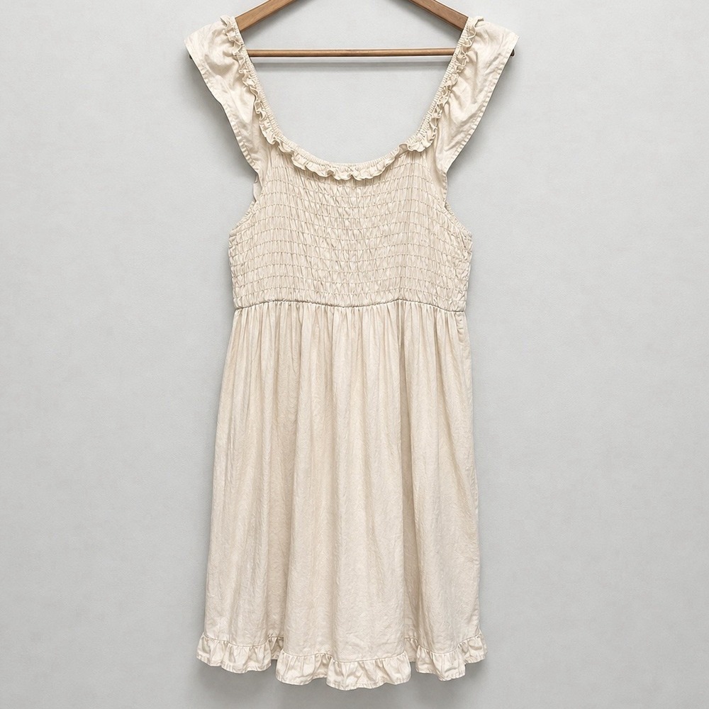 Urban Renewal Linen Sleeveless Mini Dress Women M Cream Solid Boho Casual